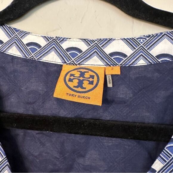 Tory Burch Blue and White Preppy Midi Dress Size 2 - Picture 5 of 14